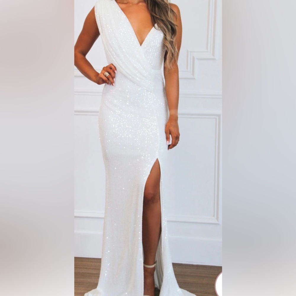 Bella and Bloom Sequin white maxi dress